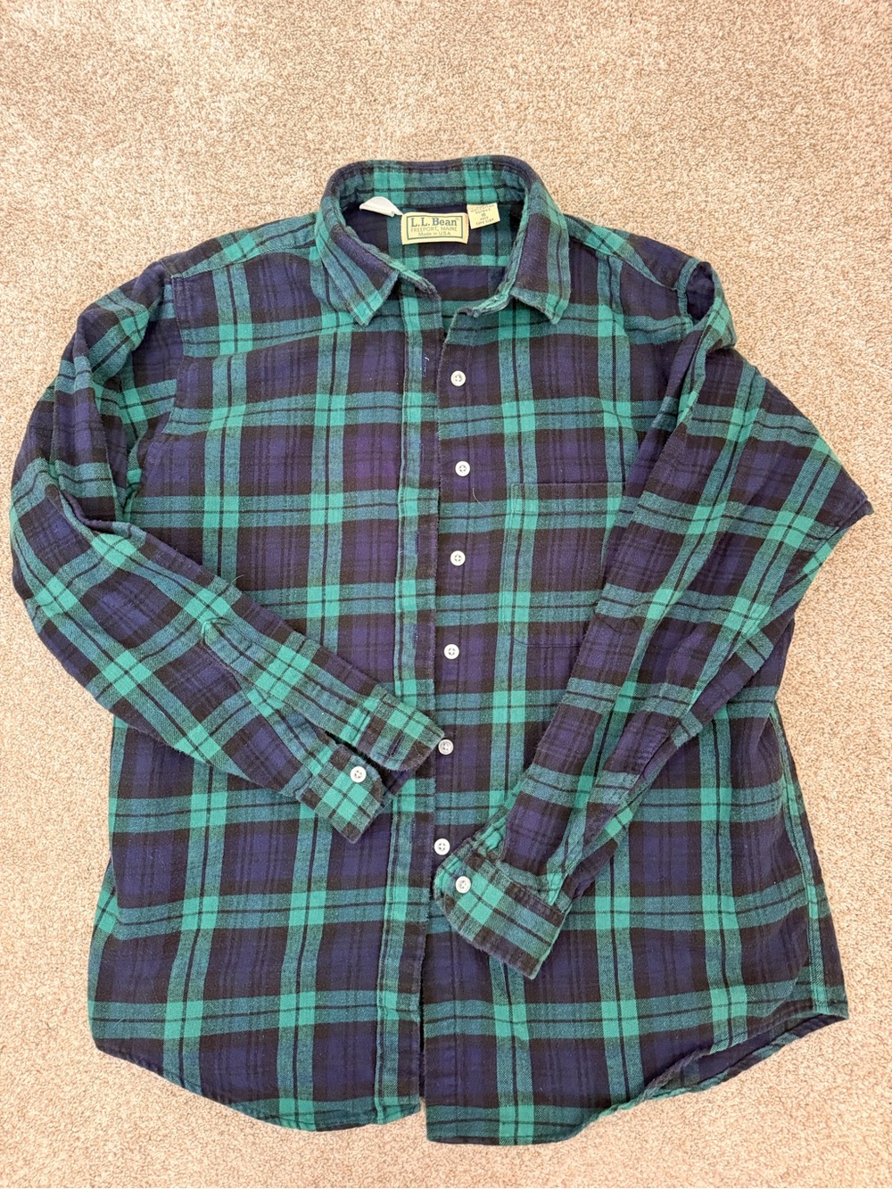 Women’s made in the USA LL Bean flannel blue and green size 10 Vintage